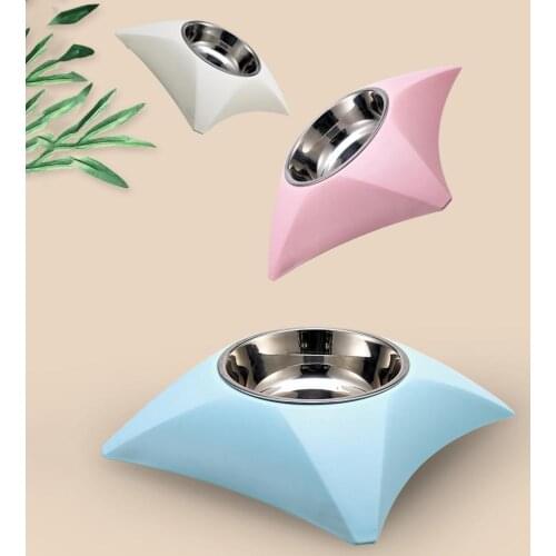 400ml Pet Dog Cat Food Plastic Stainless Steel Non-slip Wear-resistant Bowl