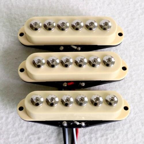 Sell Free Shipping 3pcs A Set Chrome Hex pole piece Ivory color single coil guitar pickup