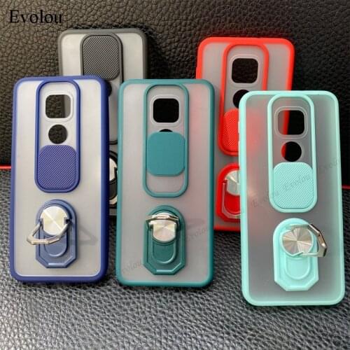 Slide Camera Lens Protection Shockproof Phone Case For Motorola G9 Play Cases Magnetic Stand Matte Back Cover For Moto E7 Plus