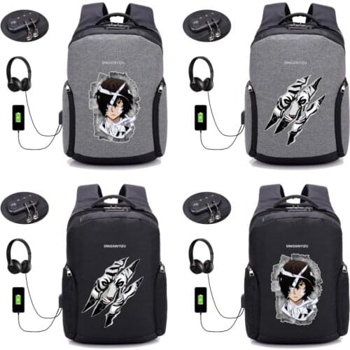 Anime Bungou Stray Dogs backpack USB charging backpacks teenager women men travel backpack waterproof backpack 4 style