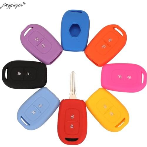 Jingyuqin 2 Buttons Silicone Key Case for Renault Scenic Master Megane Duster Logan Clio Captur Laguna Fluence Remote FOB Cover