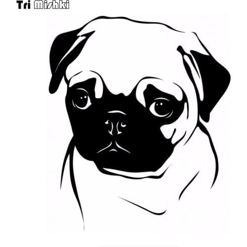 Tri Mishki HZX632# 15x17cm Lovely Pug car sticker auto Windscreen Vinyl Decals Accessories Car Sticker