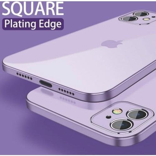 Ultra Thin Clear Phone Case For iPhone 12 11 Pro Max Mini X XS XR 7 8 Plus SE 2020 Square Plating Transparent Soft Silicon Cover