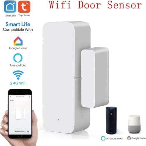 Tuya Smart Door Window Sensor WiFi Door Open/Closed Detectors Security Alarm With Alexa Google Home Smartlife App Notification