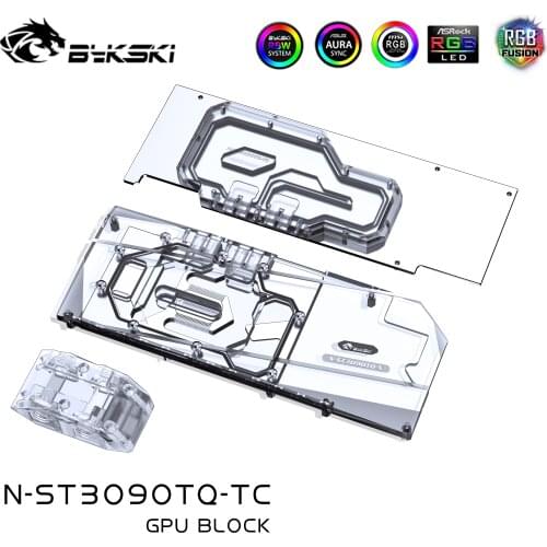 Bykski GPU water block, suitable for Zotac RTX 3090 24G6X, 3080 10G6X, PCB backup memory (VRAM), dual VGA cooler N-ST3090TQ-TC
