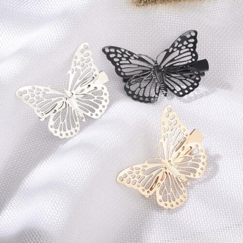 New 1 Piece Butterfly Hair Clips Girls Fashion Retro Women Hairpins Vintage Gold Silver Haarspeldjes Voor Meisjes Styling Tools