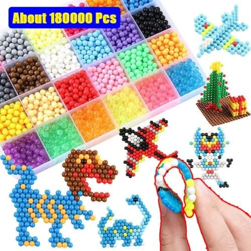 2500-18000Pcs Refill Hama Beads Puzzle Aquabeads DIY Water Spray Beads Set Ball Games 3D Handmade Magic Toys for Girls Children