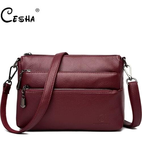 Casual Multi-pocket Women Soft Leather Handbag High Quality Durable Shoulder Bag Fashion Double Straps Female Leather Bag SAC