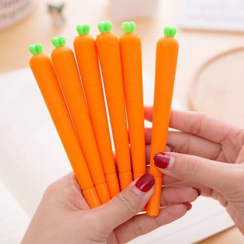 1PCS Cute Creative Black Refill Neutral Pen Stationery Korean Personalized Signature Gel Pens Student Carrot Water-Based Pen