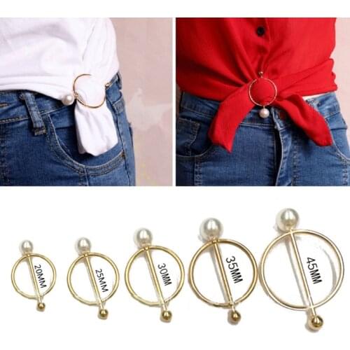 10Pcs Women Pearls Round Circle Scarf Ring Waist Buckle T-Shirt Shawl Ring Wrap A0NF