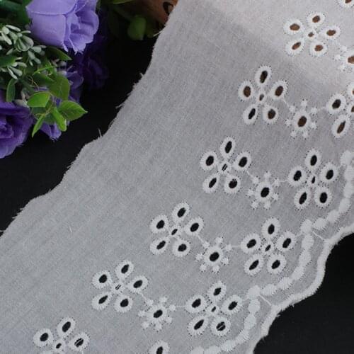 15Yards Embroidered Lace Trims White One Edge Costume Ribbon Applique Cotton Home Textiles Sewing Laces Fabric