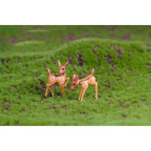 2PCS Artificial Mini Sika Deer Giraffe Fairy Garden Miniatures Gnomes Moss Terrariums Resin Crafts Figurines Decoration MUMR999