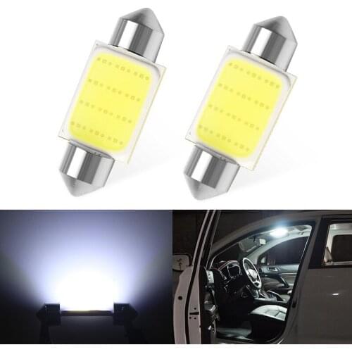 2PCS Car LED Festoon Dome Lights 31mm 36mm 39mm 41mm COB 12SMD White 6000K Interior Lights