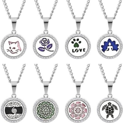 Aromatherapy Necklace Tree Flower Turtle Love Cat Diffuser Jewelry Magnetic Locket Pendant Essential Oil Perfume Aroma Necklace
