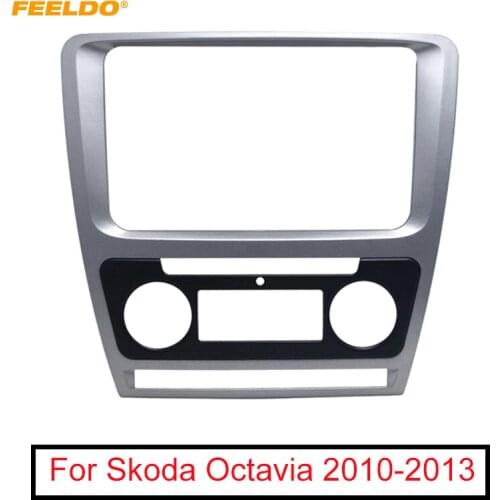 FEELDO Car Radio Stereo 2DIN Fascia Panel Refitting Frame Facia Trim Install Mount Kit For Skoda Octavia (10~13) Auto A/C
