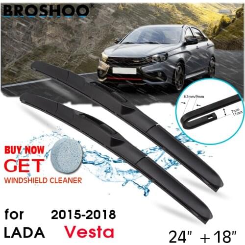 Car Wiper Blade Front Window Windscreen Windshield Wipers Blades Auto U Hook Arm Accessories For Lada Vesta 24"+18" 2015-2018