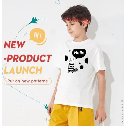 White shorts sleeve funny printed cartoon summer cool son outfits little children 1-10 years vacation boys clothing HELLO girls