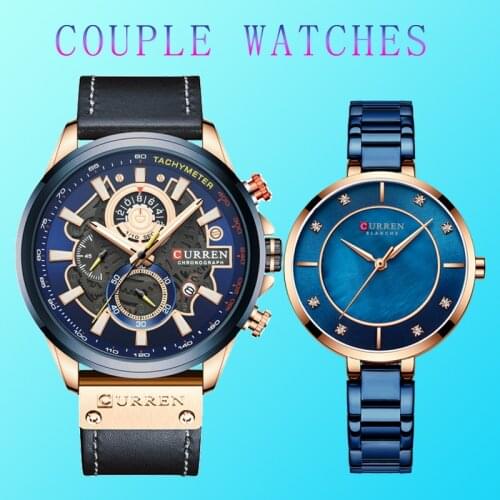 Couple Watches 2020 Luxury Brand Curren Chronograph Wristwatches Mens Unique Sport Lovers Watches For Men And Women Reloj Hombre
