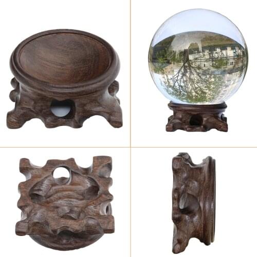Wood Display Stand for Crystal Glass Lens Ball Large Divination Photography Lensball Base 40 60 80 100mm Big Magic Sphere Holder
