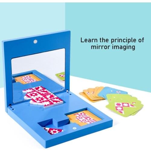 Wooden Mirror Imaging Puzzles Montessori Toys for Children Spatial Cognitive Logic Board Game Intelligence Toy 2 to 4 Years Gift