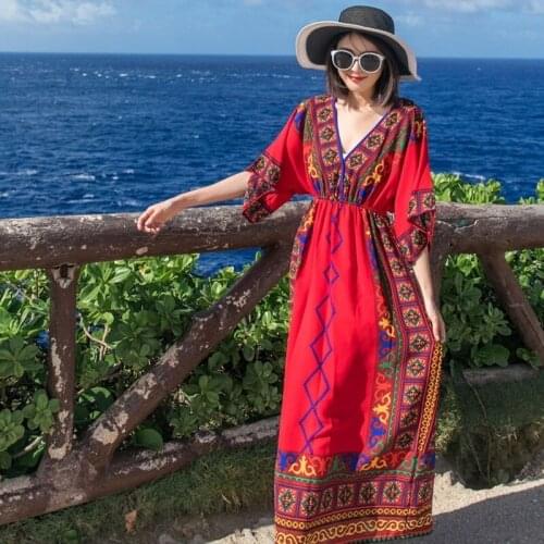 Hippie boho Dresses Bohemian Womens Floral Print Sling Long Dress Sleeveless Summer Beach dress Vestidos AA4646