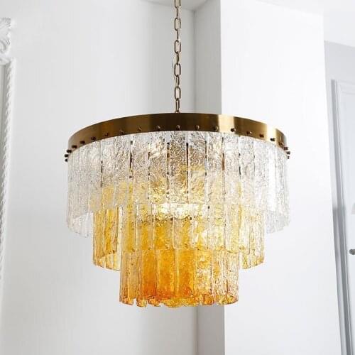 Italian French elegant American retro post-modern color guest restaurant art shop decorative glass chandelier