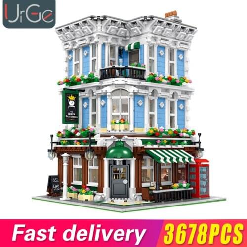 MOC Expert City Streetview Series Queen Bricktoria Bar Bricks Post Office store Model kits Building Blocks Kids Toys DIY Gifts
