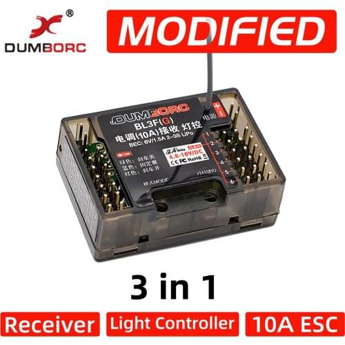 Dumborc BL3F 2.4G 3 in 1 6CH Receiver Light Controller ESC w/6V 1.5A BEC for 1/12 1/14 1/16 RC Car