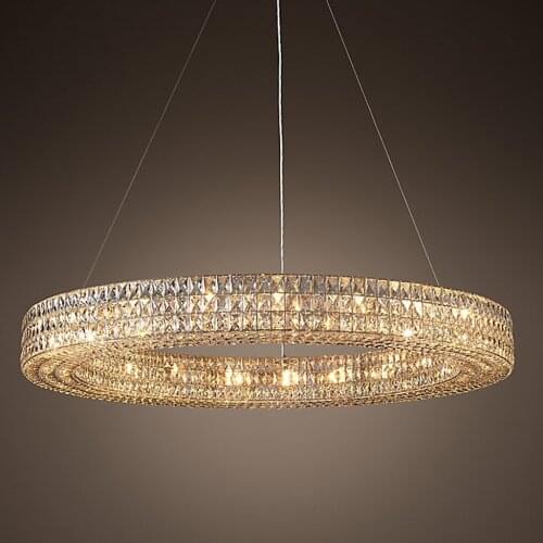 Led e14 Vintage American Stainless Steel Crystal Ring LED Light.Pendant Lights.Pendant Lamp.Pendant light For Dinning Room Foyer