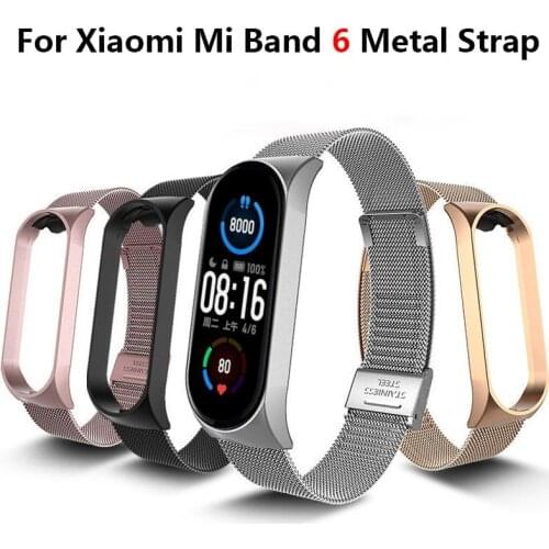 For Mi Band 6 Magnetic Strap Wrist Metal Screwless Stainless Steel Miband 6 Wristbands Strap For Xiaomi Mi Band 6 Bracelet