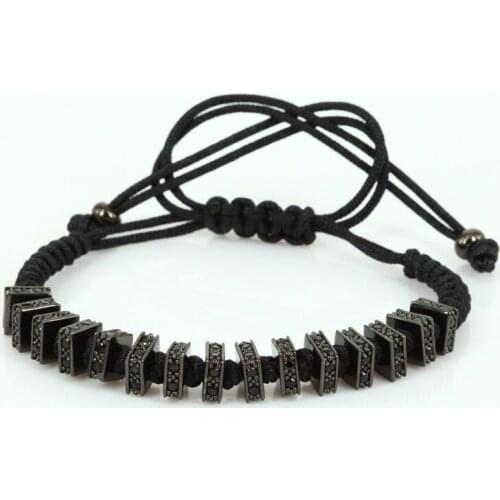 Anil Arjandas Men Bracelets 24K Plated Beads & Micro Pave Black CZ Beads Briading Macrame Bracelet Pulseira Feminina