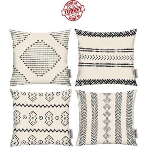 4 PIECES CUSHION COVER SET 43X43 CM ETHNIC