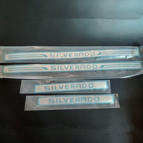 For Chevrolet Silverado 1500 2500 3500 2016-2021 Door Sill Scuff Plate Guard Stainless Steel Kick Pedal Stickers Car Accessories