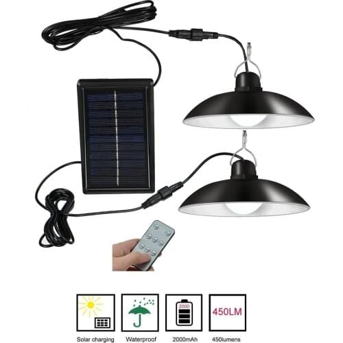 Retro Lampshade Solar Wall Lamp Outdoor Indoor Solar Energy Charging Pendant Light Yard Garden Pathway Emergency Lamp 3/6M cable