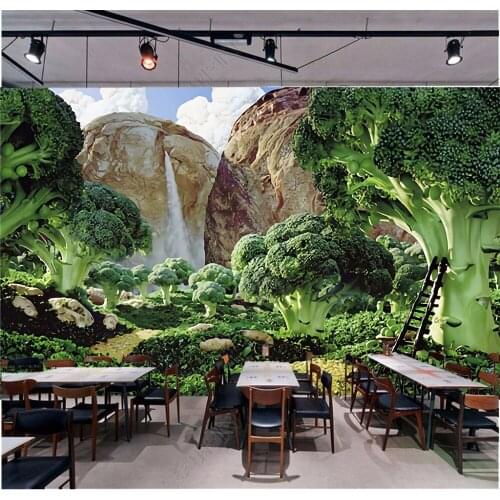 New 8D Mural Modern Creative Hand Painted Fruit And Vegetable Restaurant Living Room Background Wall 3d Mural