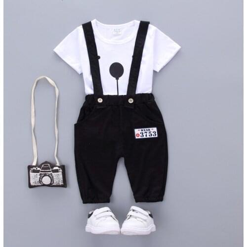 New Summer Children Casual Clothes Baby Boys Girls Cartoon T Shirt Bib Shorts Overalls Kid Infant Outfit Toddler Tracksuit Set
