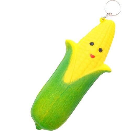 Jumbo Double-sided expression Mr Corn Squishies PU Simulation Fruit Vegetables Phone Straps Kawaii Slow Rising Toys 17.5*5 CM