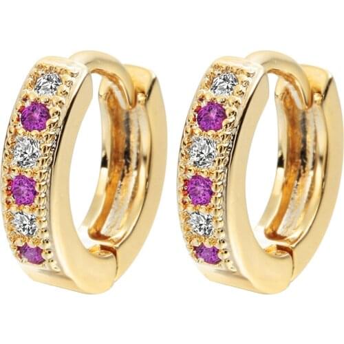 Charming Earrings Gold Filled Womens Hoop Earrings Inlaid Shiny Zircon