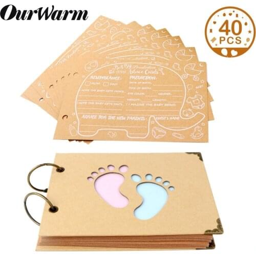 OurWarm Baby Shower Advice Cards Elephant Baby Shower Guest Book Sign in Book Birthday Guestbook Photo Ablums 19cm*14cm*2.1cm