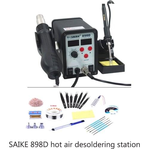 Soldering Station Magnetic Switch Automatically Sleeps Saike 898D Hot Air Gun 2 In 1 Motherboard Repair Tools LED Display 700W