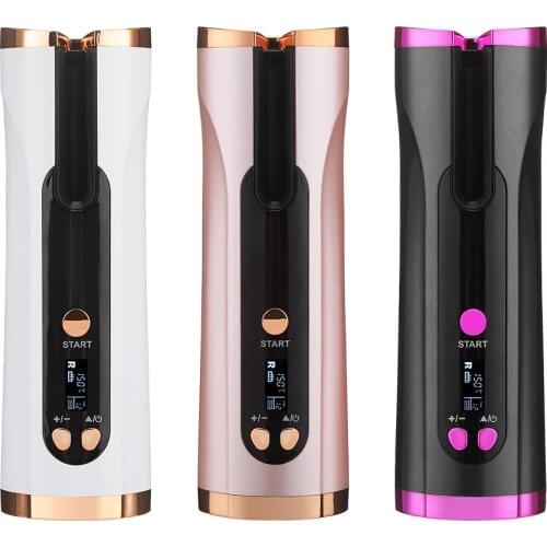 Portable USB Rechargeable Cordless Automatic Hair Curler Iron Wireless Curling Iron Air Curler for LCD Display Ceramic Curler