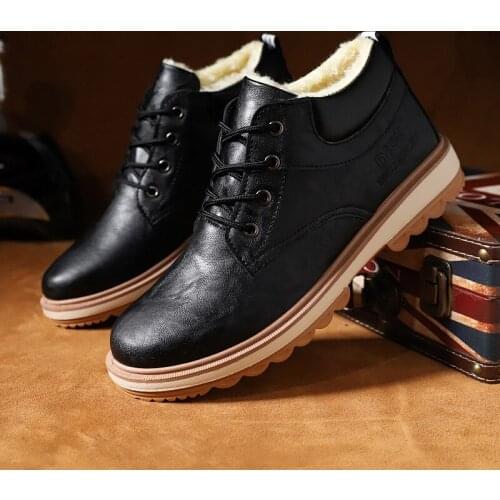 Hot boots mens fashion shoes mens shoes high-top British style mens mid-top snow boots winter cotton shoes plus velvet