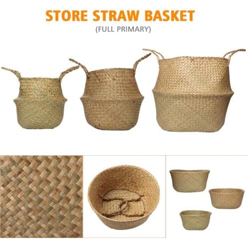 Practical Seagrass Belly Basket Plant Pot Storage Basket Laundry Bag Garden Decoration Household Storage Baskets Handmade