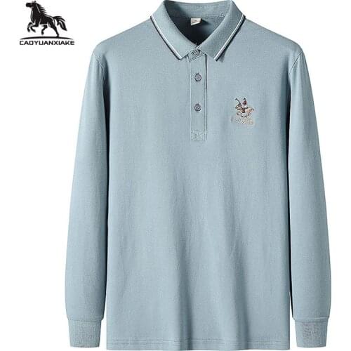 Polo shirt men autumn new Mens long sleeve polo shirt high quality Embroidery Long sleeve Mens Business casual polo shirt 8895