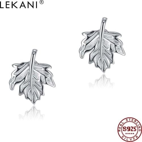 LEKANI 925 Sterling Silver Earrings For Women Minimalist Maple Leaf Plant Stud Earring Fine Jewelry Trendy Party Ear Studs