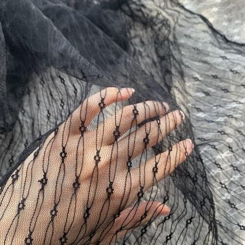 100x150cm White Black Jaquard Flowers Dot Mesh Lace Fabric For Girls' Tulle Dress Wedding Garment Sewing Decorative Net Fabric