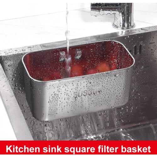 Kitchen Sink Drain Basket Filter Food Residue Shelf 304 Stainless Steel Home Drain Rack Leftovers Filter Sink Receiving Basket