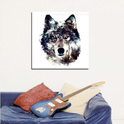 High Skills Artist Hand-pained High Quality Modern Abstract Wolf Canvas Painting For Wall Decorative Abstract Wolf Painting