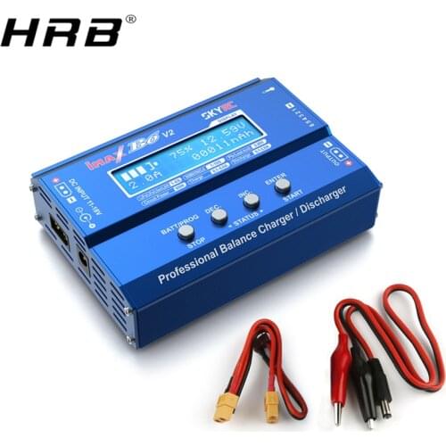 Skyrc iMax B6 V2 Charger Lipo LiHV NiMh LiFe Battery Balance LCD Screen RC Parts 60W 6A Discharger with XT60 Plug Charging Wire