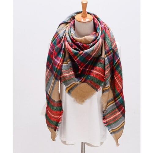 Winter summer hijab Triangle Scarf For Women female Brand Designer Shawl Cashmere Plaid Scarves Blanket Dropshipping XS027-7